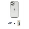 MARSİLYAN™- iPhone 12 Pro Kılıf Vadi Minimal - Siyah 6D Mat Seramik Hayalet Nano Ekran Koruyucu + Mavi Renkli Kamera Lens Koruma Cam
