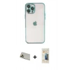 MARSİLYAN™- iPhone 12 Pro Kılıf Vadi Minimal - Siyah 6D Mat Seramik Hayalet Nano Ekran Koruyucu + Rainbow Kamera Lens Koruma Cam - GD