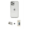 MARSİLYAN™- iPhone 12 Pro Kılıf Vadi Minimal - Siyah 6D Mat Seramik Hayalet Nano Ekran Koruyucu + Rainbow Kamera Lens Koruma Cam - GD