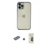 MARSİLYAN™- iPhone 12 Pro Kılıf Vadi Minimal - Siyah 6D Mat Seramik Hayalet Nano Ekran Koruyucu + Renkli Kamera Lens Koruma Cam - TU