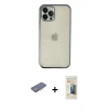 MARSİLYAN™- iPhone 12 Pro Kılıf Vadi Minimal - Siyah 6D Mat Seramik Hayalet Nano Ekran Koruyucu + Renkli Kamera Lens Koruma Cam - PE