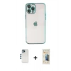 MARSİLYAN™- iPhone 12 Pro Kılıf Vadi Minimal - Siyah 6D Mat Seramik Hayalet Nano Ekran Koruyucu + Shine Kamera Lens - MI