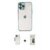 MARSİLYAN™- iPhone 12 Pro Kılıf Vadi Minimal - Siyah 6D Mat Seramik Hayalet Nano Ekran Koruyucu + Shine Kamera Lens - GS