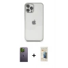 MARSİLYAN™- iPhone 12 Pro Kılıf Vadi Minimal - Siyah 6D Mat Seramik Hayalet Nano Ekran Koruyucu + Neon Fosforlu Kamera Lens - YL