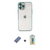 MARSİLYAN™- iPhone 12 Pro Kılıf Vadi Minimal - Siyah Polymer Nano Ekran Koruyucu + Metal Kamera Lens Koruma Cam - AKYL