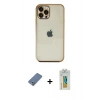 MARSİLYAN™- iPhone 12 Pro Kılıf Vadi Minimal - Siyah Polymer Nano Ekran Koruyucu + Metal Kamera Lens Koruma Cam - AKYL