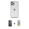 MARSİLYAN™- iPhone 12 Pro Kılıf Vadi Minimal - Siyah Polymer Nano Ekran Koruyucu + Neon Fosforlu Kamera Lens - BZ