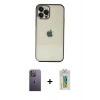 MARSİLYAN™- iPhone 12 Pro Kılıf Vadi Minimal - Siyah Polymer Nano Ekran Koruyucu + Neon Fosforlu Kamera Lens - BZ