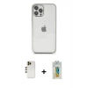 MARSİLYAN™- iPhone 12 Pro Kılıf Vadi Minimal - Siyah Polymer Nano Ekran Koruyucu + Gold Shine Kamera Lens