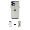 MARSİLYAN™- iPhone 12 Pro Kılıf Vadi Minimal - Siyah Polymer Nano Ekran Koruyucu + Gold Shine Kamera Lens