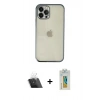 MARSİLYAN™- iPhone 12 Pro Kılıf Vadi Minimal - Siyah Polymer Nano Ekran Koruyucu + Kamera Lens Koruma Cam - SF