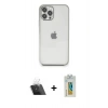 MARSİLYAN™- iPhone 12 Pro Kılıf Vadi Minimal - Siyah Polymer Nano Ekran Koruyucu + Kamera Lens Koruma Cam - SF