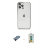 MARSİLYAN™- iPhone 12 Pro Kılıf Vadi Minimal - Siyah Polymer Nano Ekran Koruyucu + Metal Kamera Lens Koruma Cam - KI