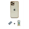 MARSİLYAN™- iPhone 12 Pro Kılıf Vadi Minimal - Siyah Polymer Nano Ekran Koruyucu + Metal Kamera Lens Koruma Cam - GS