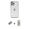 MARSİLYAN™- iPhone 12 Pro Kılıf Vadi Minimal - Siyah Polymer Nano Ekran Koruyucu + Mor Metal Kamera Lens Koruma Cam