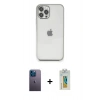 MARSİLYAN™- iPhone 12 Pro Kılıf Vadi Minimal - Siyah Polymer Nano Ekran Koruyucu + Neon Fosforlu Kamera Lens - MI