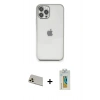 MARSİLYAN™- iPhone 12 Pro Kılıf Vadi Minimal - Siyah Polymer Nano Ekran Koruyucu + Rainbow Kamera Lens Koruma Cam - GD