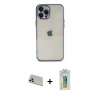 MARSİLYAN™- iPhone 12 Pro Kılıf Vadi Minimal - Siyah Polymer Nano Ekran Koruyucu + Rainbow Kamera Lens Koruma Cam - GD