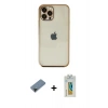 MARSİLYAN™- iPhone 12 Pro Kılıf Vadi Minimal - Siyah Polymer Nano Ekran Koruyucu + Shine Kamera Lens Koruma Cam - SH