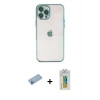 MARSİLYAN™- iPhone 12 Pro Kılıf Vadi Minimal - Siyah Polymer Nano Ekran Koruyucu + Shine Kamera Lens Koruma Cam - MI