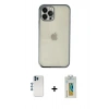 MARSİLYAN™- iPhone 12 Pro Kılıf Vadi Minimal - Siyah Polymer Nano Ekran Koruyucu + Shine Kamera Lens - MI