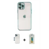 MARSİLYAN™- iPhone 12 Pro Kılıf Vadi Minimal - Siyah Polymer Nano Ekran Koruyucu + Shine Kamera Lens - MI