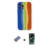 MARSİLYAN™- iPhone 12 Pro Kılıf Yadigar Çizgi - Şeffaf 360 Full Body Arka Koruyucu + Metal Kamera Lens Koruma Cam - GD