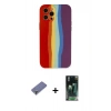 MARSİLYAN™- iPhone 12 Pro Kılıf Yadigar Çizgi - Şeffaf 360 Full Body Arka Koruyucu + Metal Kamera Lens Koruma Cam - GD