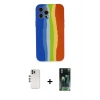 MARSİLYAN™- iPhone 12 Pro Kılıf Yadigar Çizgi - Şeffaf 360 Full Body Arka Koruyucu + Gümüş Shine Kamera Lens