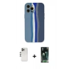 MARSİLYAN™- iPhone 12 Pro Kılıf Yadigar Çizgi - Şeffaf 360 Full Body Arka Koruyucu + Gümüş Shine Kamera Lens