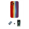 MARSİLYAN™- iPhone 12 Pro Kılıf Yadigar Çizgi - Şeffaf 360 Full Body Arka Koruyucu + Metal Kamera Lens Koruma Cam - MI