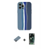 MARSİLYAN™- iPhone 12 Pro Kılıf Yadigar Çizgi - Şeffaf 360 Full Body Arka Koruyucu + Metal Kamera Lens Koruma Cam - MR