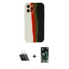 MARSİLYAN™- iPhone 12 Pro Kılıf Yadigar Çizgi - Şeffaf 360 Full Body Arka Koruyucu + Şeffaf Kamera Lens Koruma Cam