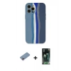MARSİLYAN™- iPhone 12 Pro Kılıf Yadigar Çizgi - Şeffaf 360 Full Body Arka Koruyucu + Shine Kamera Lens Koruma Cam - PE
