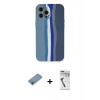MARSİLYAN™- iPhone 12 Pro Kılıf Yadigar Çizgi - Şeffaf Uv Polymer Nano Ekran Koruyucu + Gökkuşağı Shine Kamera Lens Koruma Cam