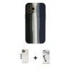 MARSİLYAN™- iPhone 12 Pro Kılıf Yadigar Çizgi - Şeffaf Uv Polymer Nano Ekran Koruyucu + Shine Kamera Lens - GD