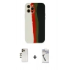 MARSİLYAN™- iPhone 12 Pro Kılıf Yadigar Çizgi - Şeffaf Uv Polymer Nano Ekran Koruyucu + Shine Kamera Lens - GD
