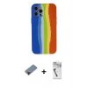 MARSİLYAN™- iPhone 12 Pro Kılıf Yadigar Çizgi - Şeffaf Uv Polymer Nano Ekran Koruyucu + Metal Kamera Lens Koruma Cam - KI