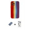 MARSİLYAN™- iPhone 12 Pro Kılıf Yadigar Çizgi - Şeffaf Uv Polymer Nano Ekran Koruyucu + Metal Kamera Lens Koruma Cam - AKYL