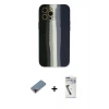 MARSİLYAN™- iPhone 12 Pro Kılıf Yadigar Çizgi - Şeffaf Uv Polymer Nano Ekran Koruyucu + Metal Kamera Lens Koruma Cam - KI