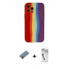 MARSİLYAN™- iPhone 12 Pro Kılıf Yadigar Çizgi - Şeffaf Uv Polymer Nano Ekran Koruyucu + Metal Kamera Lens Koruma Cam - KI