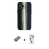 MARSİLYAN™- iPhone 12 Pro Kılıf Yadigar Çizgi - Şeffaf Uv Polymer Nano Ekran Koruyucu + Metal Kamera Lens Koruma Cam - MR