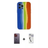 MARSİLYAN™- iPhone 12 Pro Kılıf Yadigar Çizgi - Şeffaf Uv Polymer Nano Ekran Koruyucu + Neon Fosforlu Kamera Lens - TU