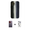 MARSİLYAN™- iPhone 12 Pro Kılıf Yadigar Çizgi - Şeffaf Uv Polymer Nano Ekran Koruyucu + Neon Fosforlu Kamera Lens - TU