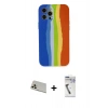 MARSİLYAN™- iPhone 12 Pro Kılıf Yadigar Çizgi - Şeffaf Uv Polymer Nano Ekran Koruyucu + Rainbow Kamera Lens Koruma Cam - GD