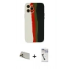 MARSİLYAN™- iPhone 12 Pro Kılıf Yadigar Çizgi - Şeffaf Uv Polymer Nano Ekran Koruyucu + Rainbow Kamera Lens Koruma Cam - GD