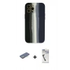 MARSİLYAN™- iPhone 12 Pro Kılıf Yadigar Çizgi - Şeffaf Uv Polymer Nano Ekran Koruyucu + Yeşil Renkli Kamera Lens Koruma Cam
