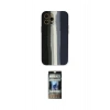 MARSİLYAN™- iPhone 12 Pro Kılıf Yadigar Çizgi - Siyah 34D Hayalet Izgaralı Cam