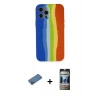 MARSİLYAN™- iPhone 12 Pro Kılıf Yadigar Çizgi - Siyah 34D Hayalet Izgaralı Cam + Shine Kamera Lens Koruma Cam - GD