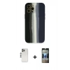 MARSİLYAN™- iPhone 12 Pro Kılıf Yadigar Çizgi - Siyah 34D Hayalet Izgaralı Cam + Shine Kamera Lens - GS
